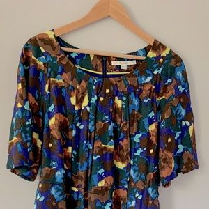 Boden Silk Blend Vibrant Purple Watercolor Dress